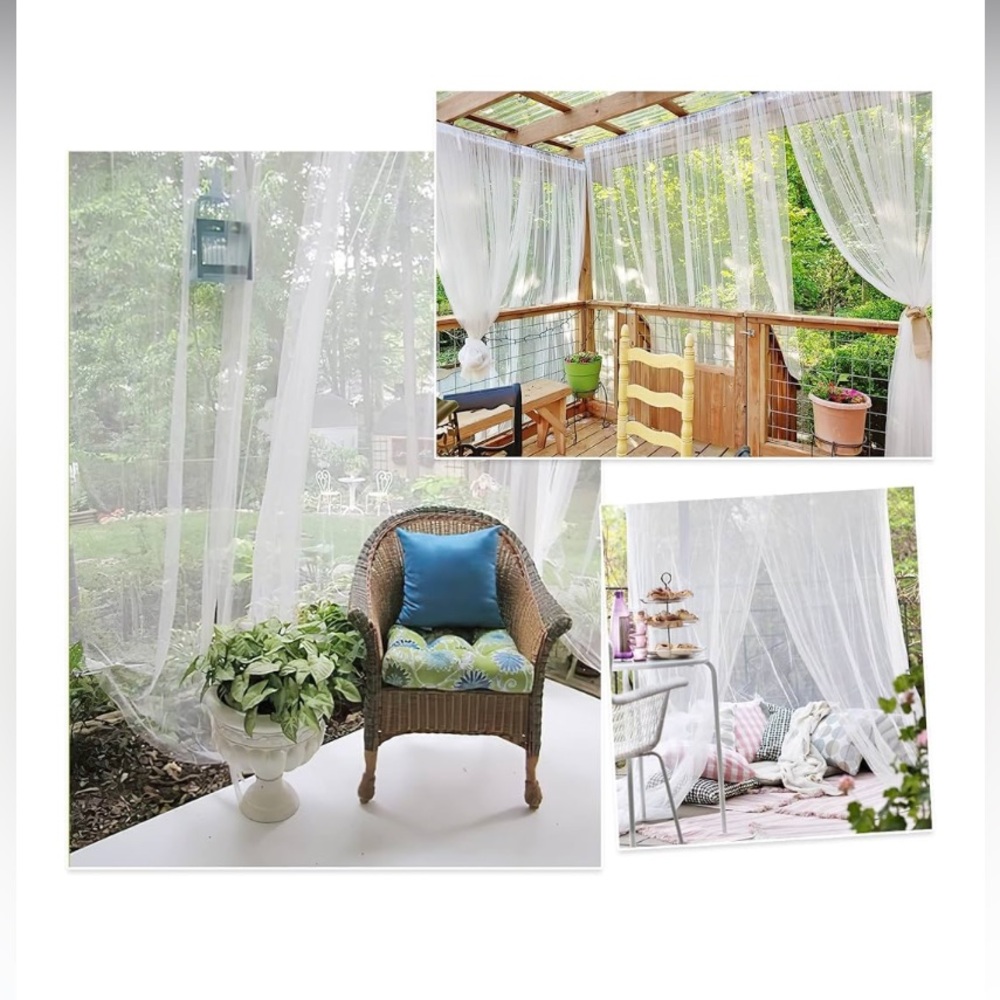Elegant White Mosquito Net Curtains for Porch/Patio